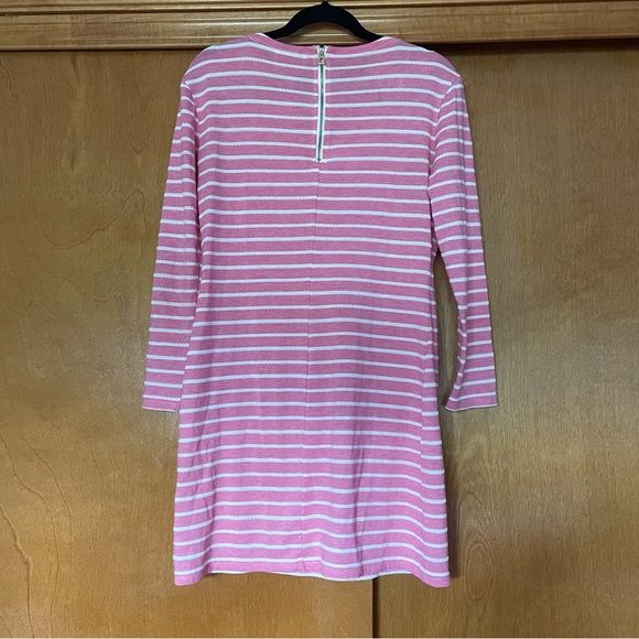 Sail to Sable Jetting to Jetties Pink Striped Knit 3/4 Sleeve Mini Dress Preppy - Picture 6 of 8